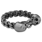 Aspero | Bague à Deux Têtes de Mort en Acier Inoxydable Gris