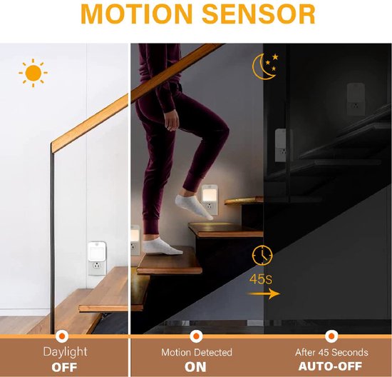 Tweedelige mini draagbare LED-nachtlamp met sensor voor aan de muur, geschikt voor kinderkamer, hal en keuken (warm licht). — afbeelding 2