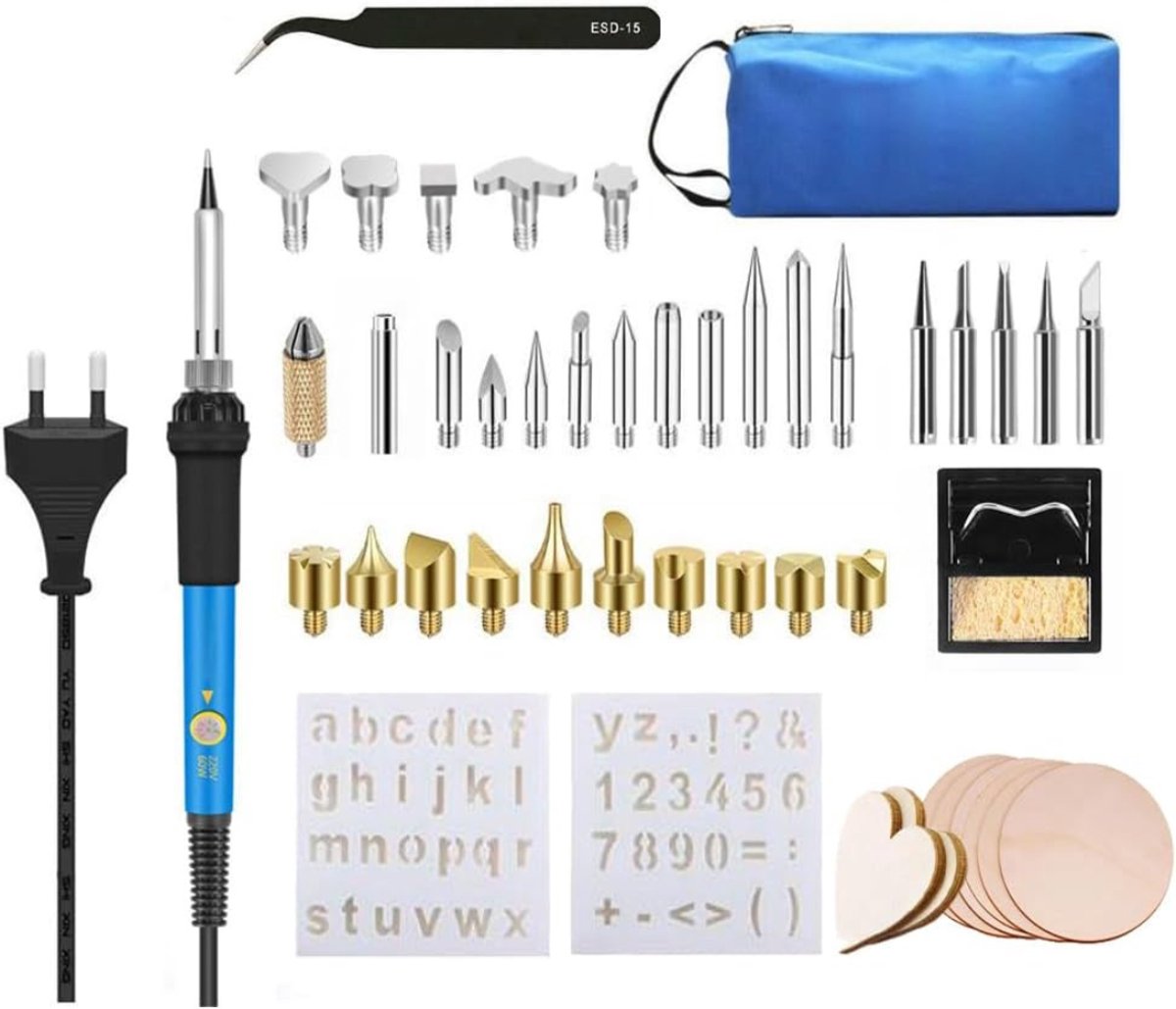 Core® Houtbrander set - Houtbrander - Pyrografie - Blauw- ‎25cm x 8cm x 8cm