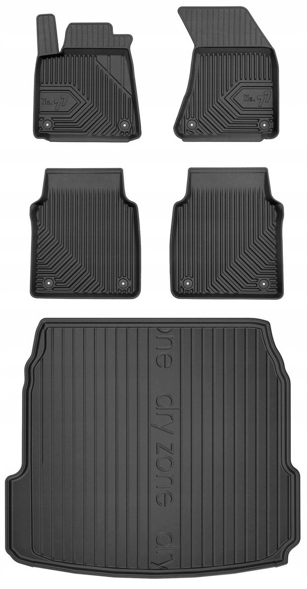 Premium Interieur Beschermset: No.77 Vloermatten + DryZone Kofferbakmat - Geschikt voor Audi A8 D4 Long Facelifting (2013-2017) - TPE - Zwart - FROGUM