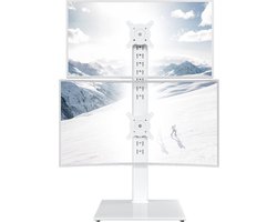 Famanu – Verticale dubbele monitorstandaard, stapelbaar ontwerp, geschikt voor twee schermen tot 34 inch, in hoogte verstelbaar