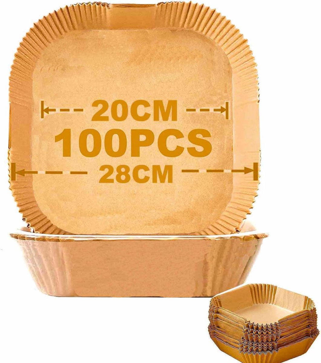 Imperatoris - bakpapier airfryer - 100 stuks - bakpapier - Airfryer Accesoires - bakpapier airfryer vierkant - 20 cm - 5.5L -Bakpapiervellen - airfryer wegwerpbakjes - Hittebestendig en Vetvrij Airfryer Bakpapier