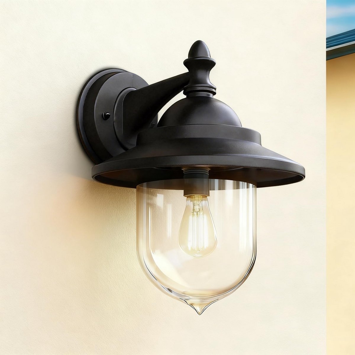 Zwarte Buitenwandlamp E27 - Weerbestendige Aluminium Buitenverlichting met Vintage Uitstra