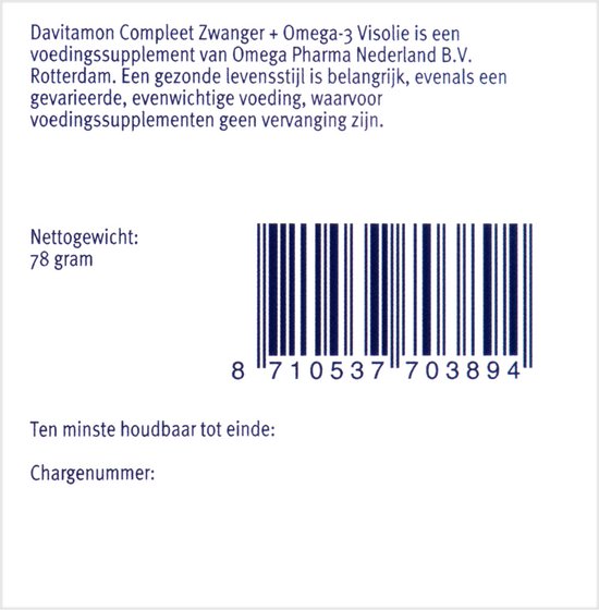 Davitamon Mama Compleet Zwanger Omega 3 Visolie met Foliumzuur - Multivitamine zwangerschap met vitamine D3 - 60 stuks zwangerschapsvitaminen