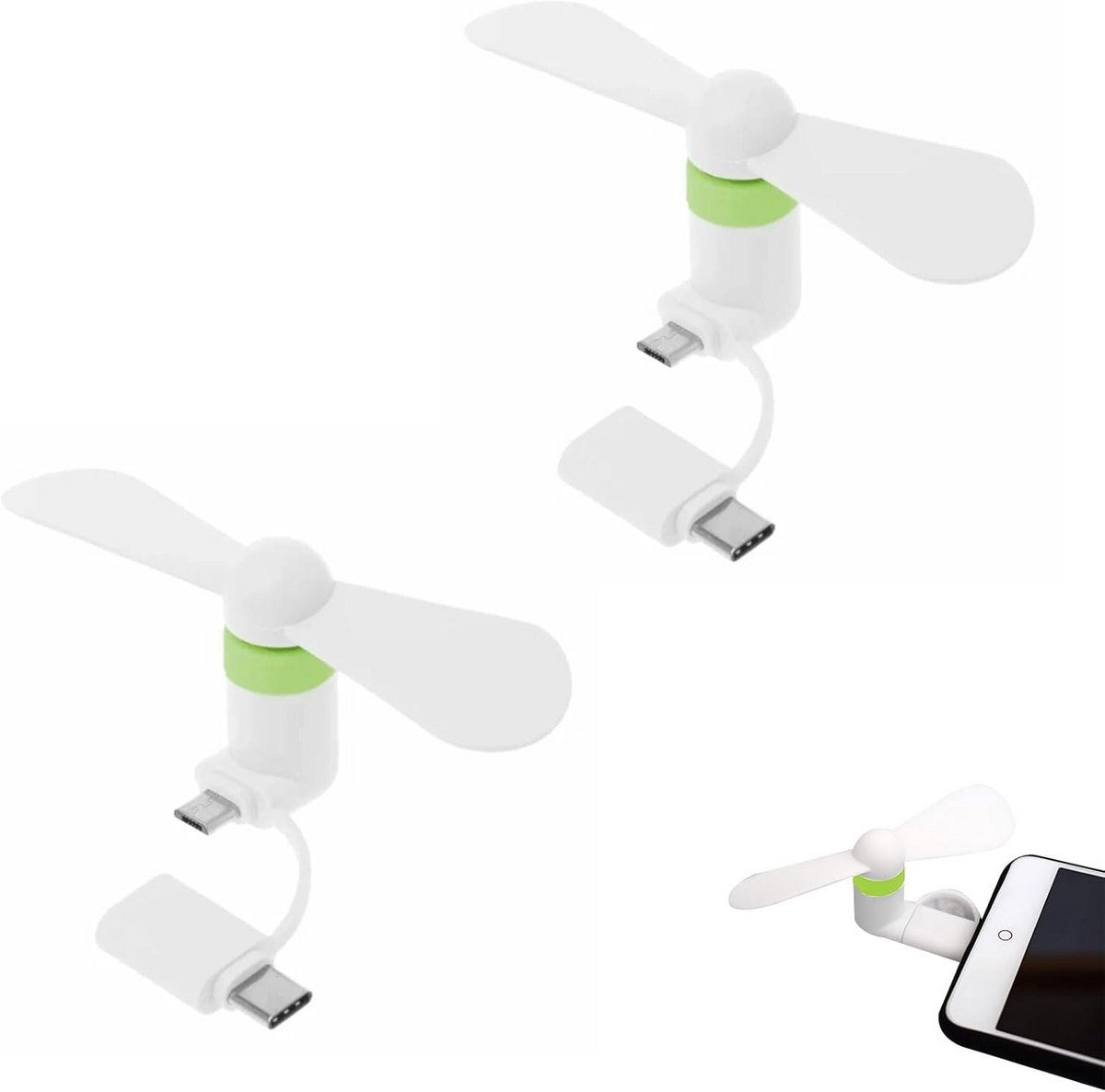 Mini Draagbare USB Ventilator voor Smartphones (2 Stuks)