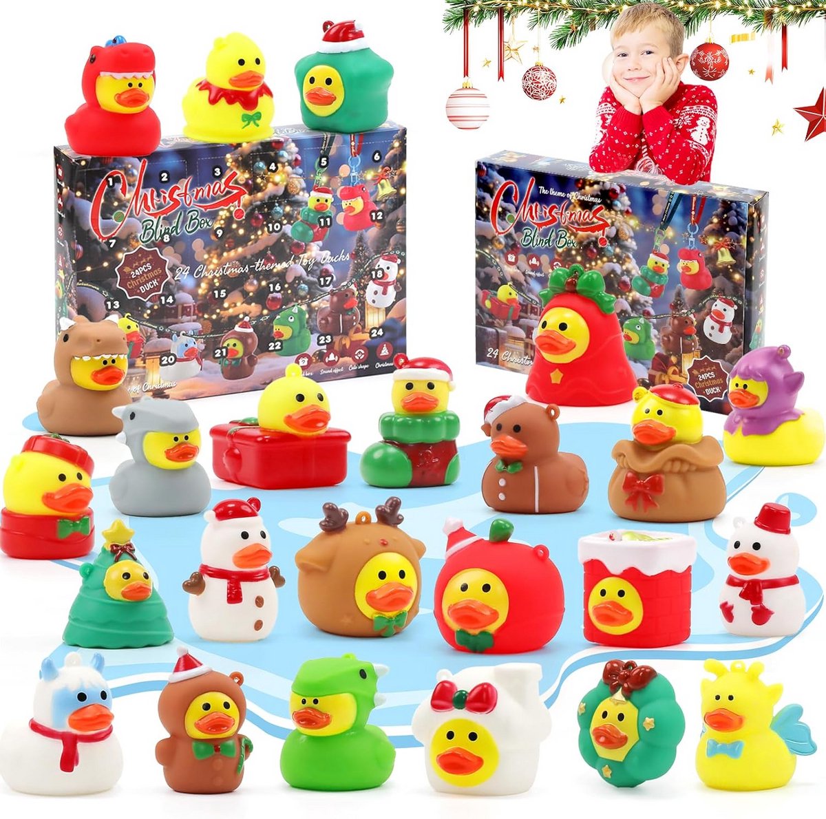 Adventskalender met 24 Piepende Badkuikentjes - Kerstcadeau voor Kinderen