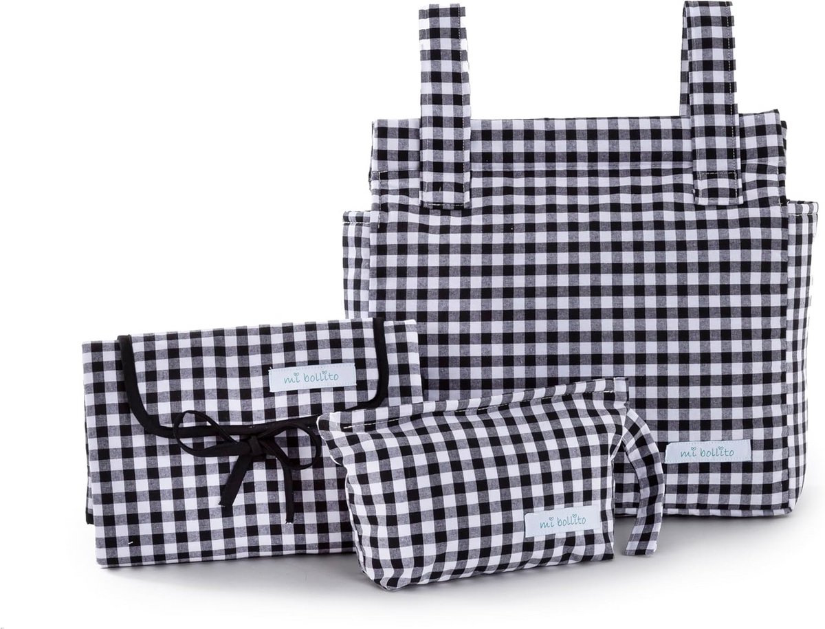 Mijn Gekookte - Vichy Model Pack (Zwart 3, Pakket met wandel tas, verschoningsmatje en toilettas)