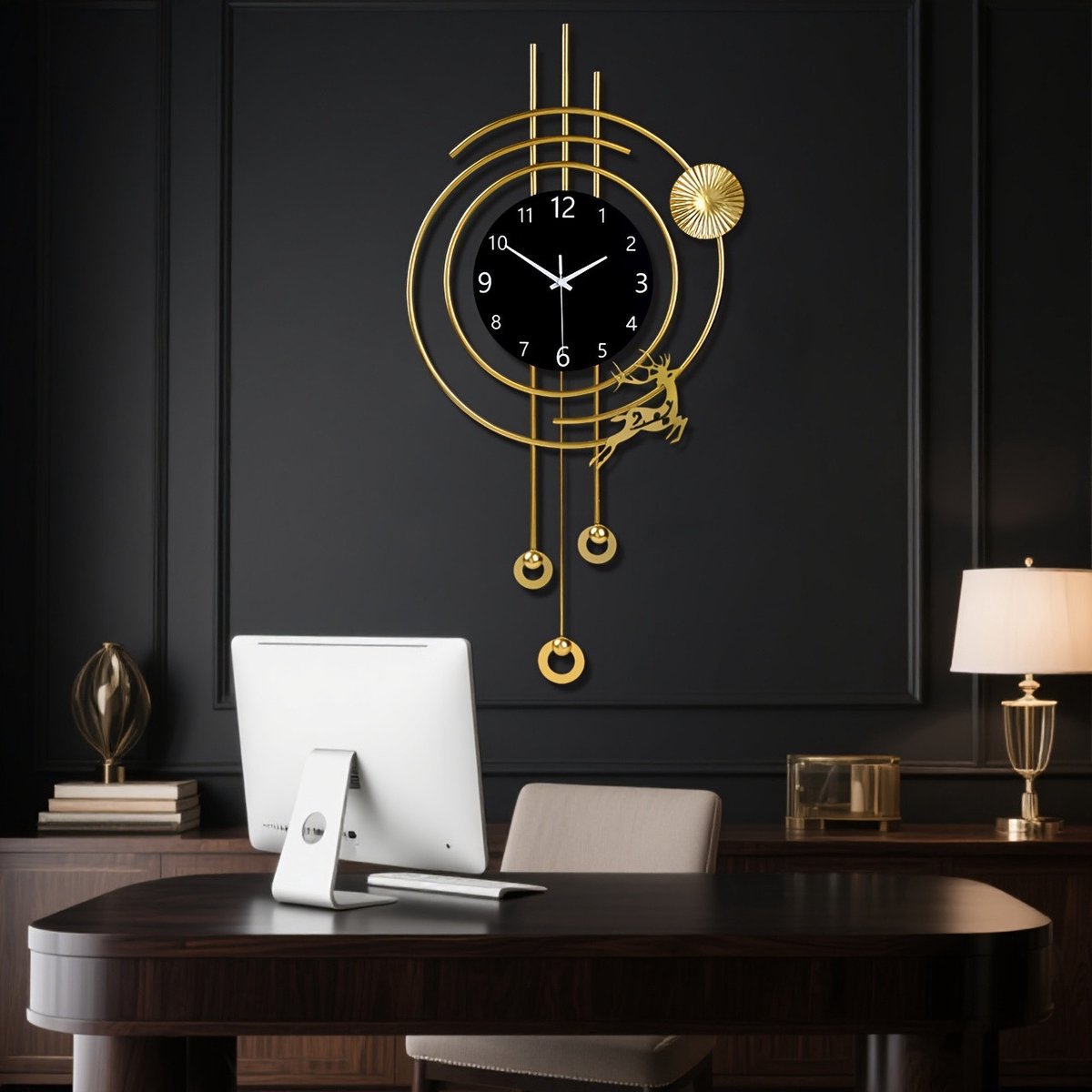 Wandklok met Japans Quartz Uurwerk - Extra Stil Niet-Tikkend, Metalen Analoog Klok Geschikt voor Woonkamer, Keuken, Kantoor Decor - Batterij- (AA Batterij Niet Inbegrepen)