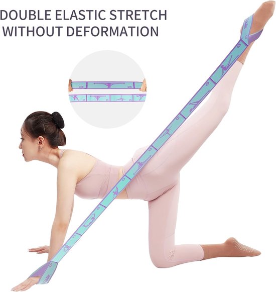 9-rings elastische yogaband - verstelbare stretch - multi-ring oefenband - flexibiliteitstrainingband - 4*110cm - geschikt voor fysiotherapie, dans, pilates en gymnastiek. De multi-ring oefenband verbetert de ideaal voor thuisworkouts - paars. — afbeelding 5