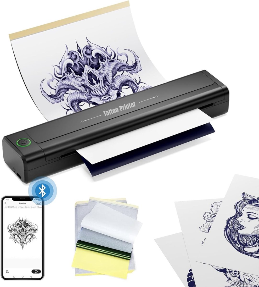 Tattoo printer - Bluetooth tattoo stencilprinter - Draadloze tattoo printer - Zwart - 33 cm x 11 cm x 9 cm