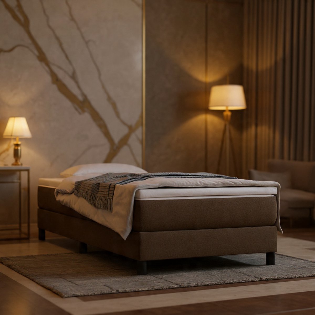 Luxe ComfortLine Stoffen Bedframe 80x200 cm – Donkerbruin – Duurzaam & Stabiel - House & G