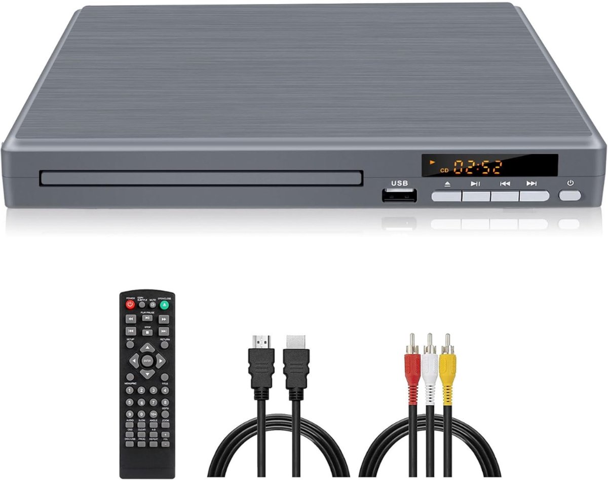 RWB® DVD Speler met HDMI - DVD Speler - HDMI DVD Speler - Grijs - 23cm x 20cm x 5cm