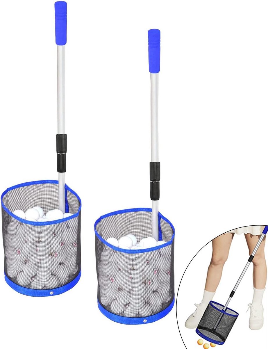 Tafeltennis Ballen Verzamelaar met Net Tas - Ping Pong Ballen Opgraap Net met Verstelbare Lengte voor Opslag