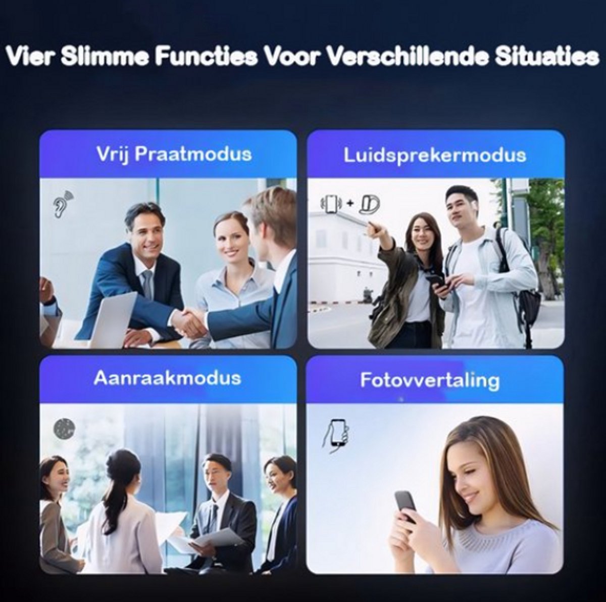 Vertaal oordopjes met spraakvertaler – draadloos vertaalapparaat voor 144 talen, offline vertaling zonder wifi, reis vertaler voor vakantie & zakelijk gebruik-Zwart thumbnail 6