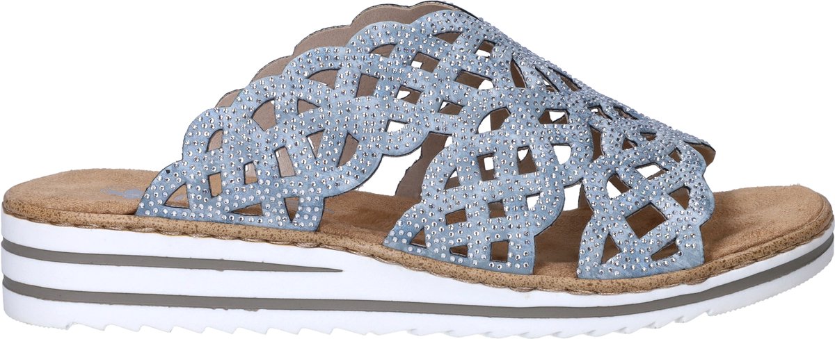 Rieker -Dames - blauw licht - slippers & muiltjes - maat 37
