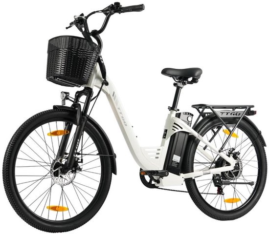 26-inch Elektrische Fiets - Motor 250W - 36 V 18 Ah accu - elektrische stadsfiets en e-Dutch bike met - Aluminium frame - maximaal bereik 120 km - Shimano 7 versnellingen - LCD-display -Waterdicht -Wit van Merkloos — afbeelding 2