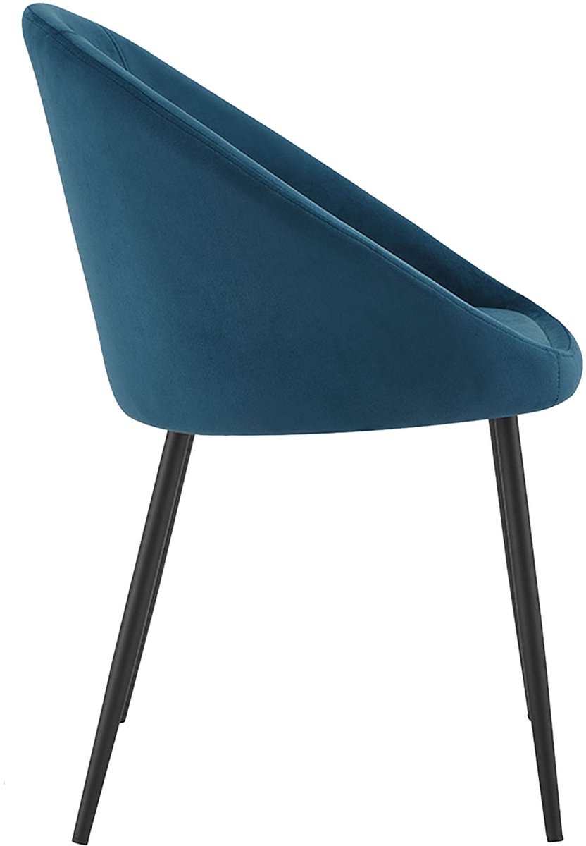 Set van 2 vintage DIANE blauw fluwelen stoelen