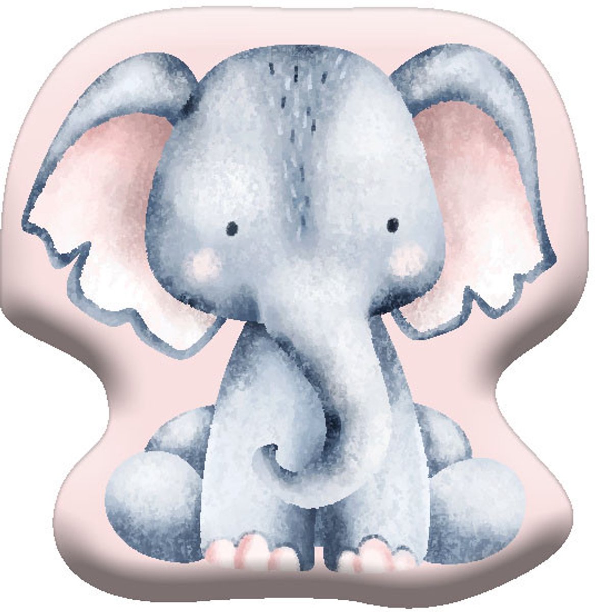 Olifant roze kussen, decoratief kussen 40x40 cm Velours