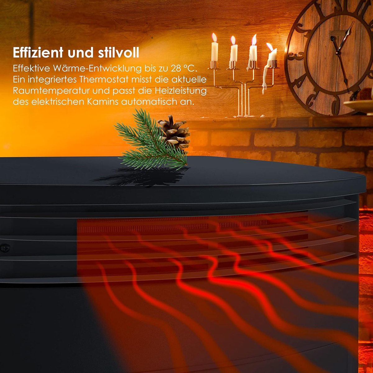 Elektrische Open Haard met Verwarming en LED-Vlameffect – Casa Velluto Aurora 1900W – Vrijstaande Sfeerhaard met Thermostaat, Timer en Afstandsbediening – 3-Zijdig Panorama Glas – Zwart Eiken Look