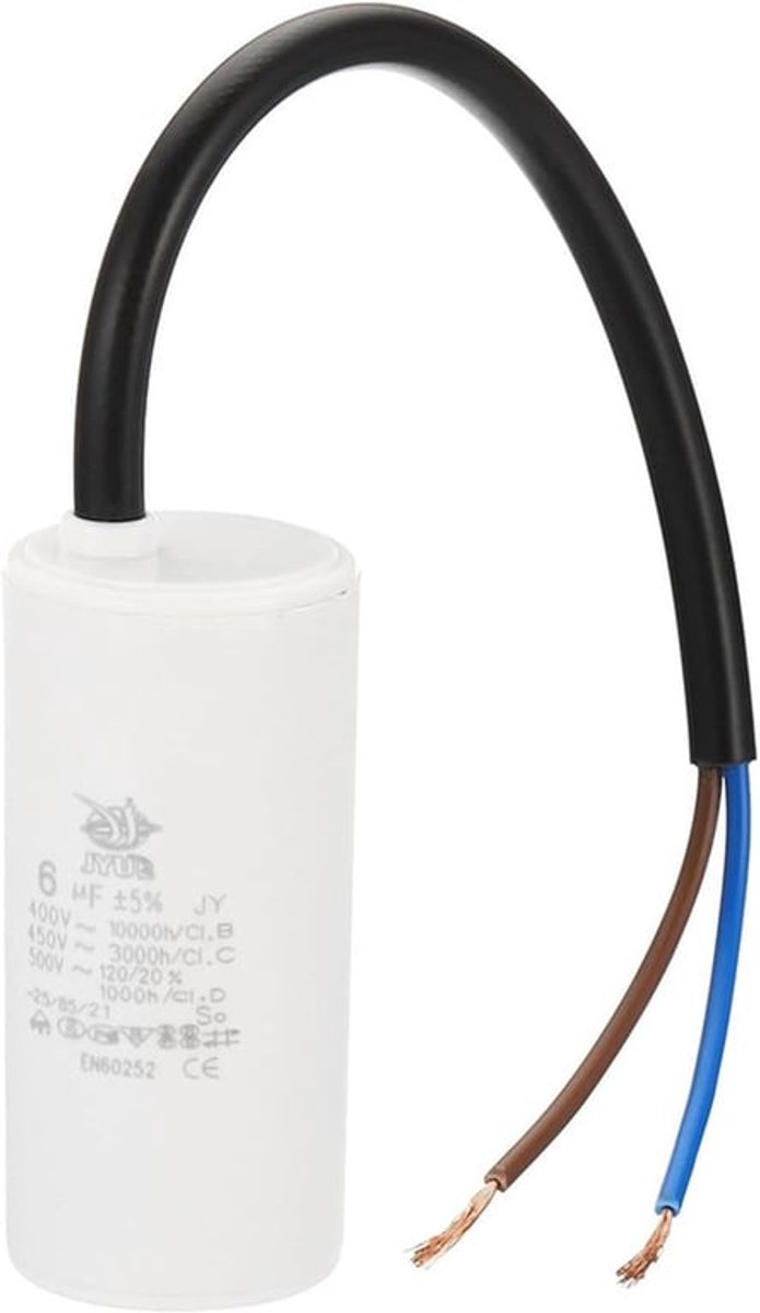 CBB60 6uf condensatorfunctie, 1 stuk AC 450 V, 2 draden 50/60 Hz cilinder 64 x 30 mm voor waterpompen, wasmachines en motorstarter