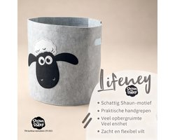 Vuilnismand grijs vilt met schaapshoofd motief Lifeney Shaun het schaap