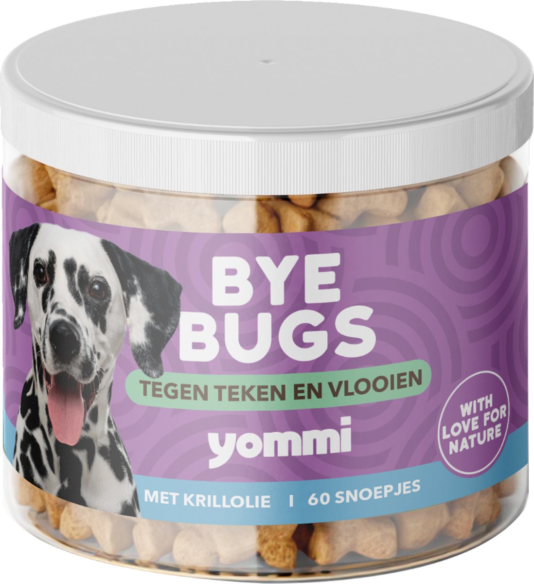 Yommi Bye Bugs snack suplement met KRILLOLIE, Weerstand Supplement hond - 60 stuks – Bescherm je hond tegen vlooien & teken op een natuurlijke manier