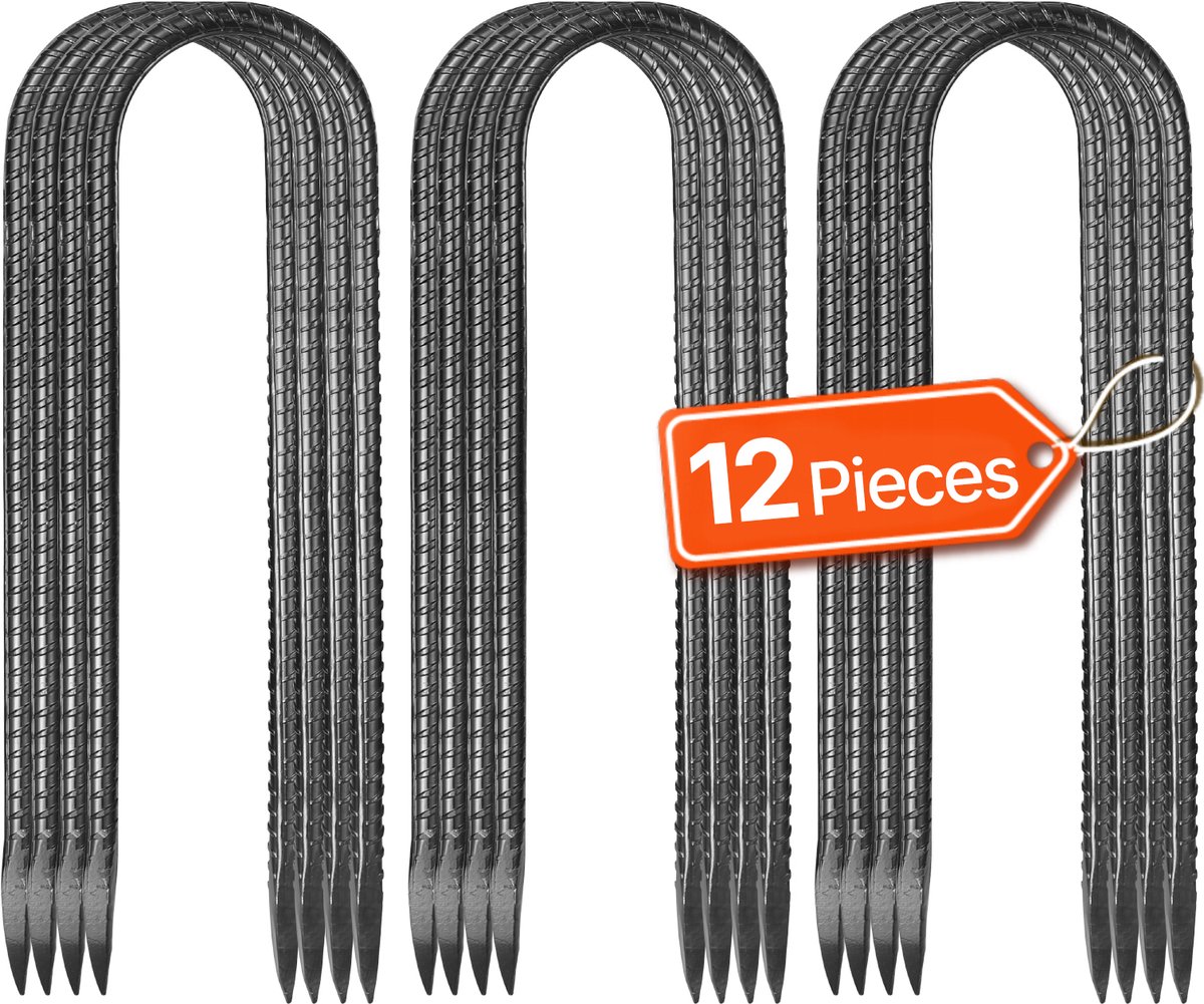 VEVOR 12x U-type Grondankers Grondnagels Haringen Tentharingen 254x55,88mm