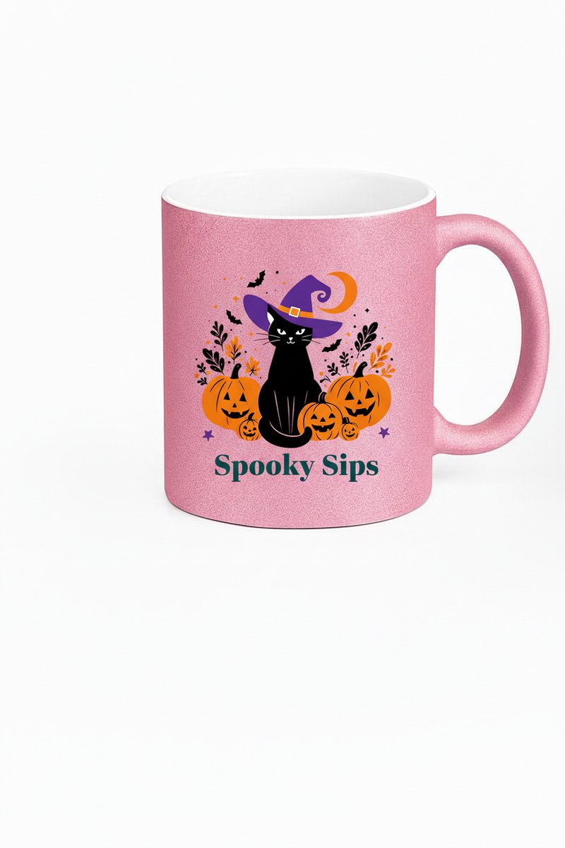 Halloween Mok - Spooky Sips Kat en Pompoenen Design