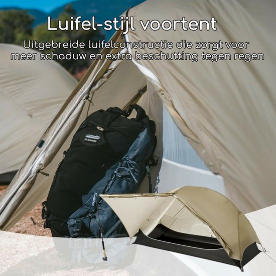 Naturehike Mongar UL 1 - 1-persoons ultralichtgewicht tent - Incl. grondzeil - 15D 1500MM - 3-seizoenen koepeltent - Waterdichte trekkerstent & kampeer tent - Maanzand van Naturehike — afbeelding 3