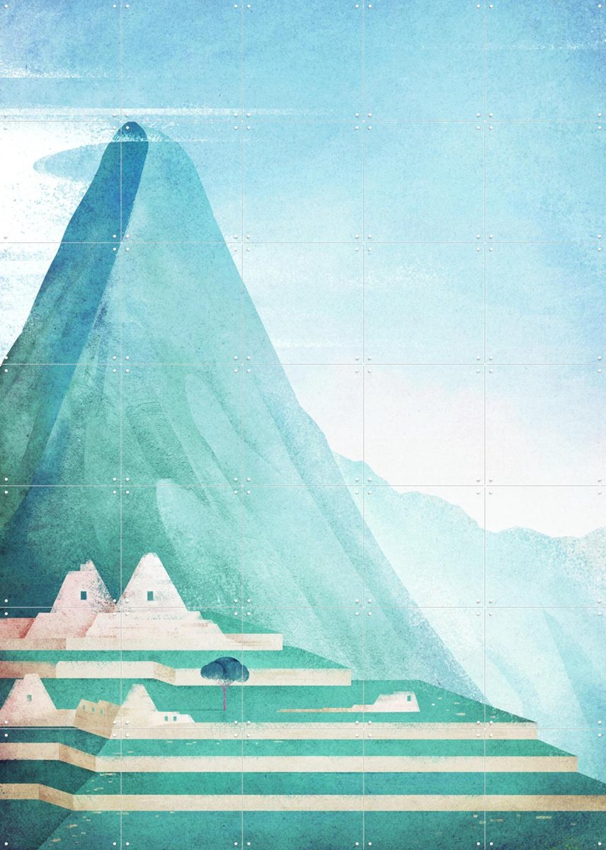 IXXI Machu Picchu, Henry Rivers - 100 x 140 cm - Gratis ophangtool - Grote wanddecoratie en posters - Aquarel, Kleurrijk, Geometrische Kunst