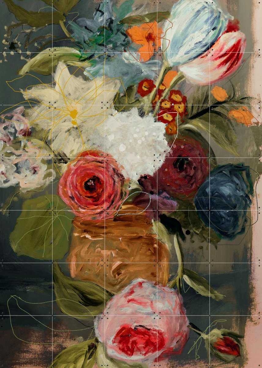 IXXI Still Life with Flowers and Nuts, Leigh Viner & Rijksmuseum 2.0 - 100 x 140 cm - Gratis ophangtool - Grote wanddecoratie en posters -
