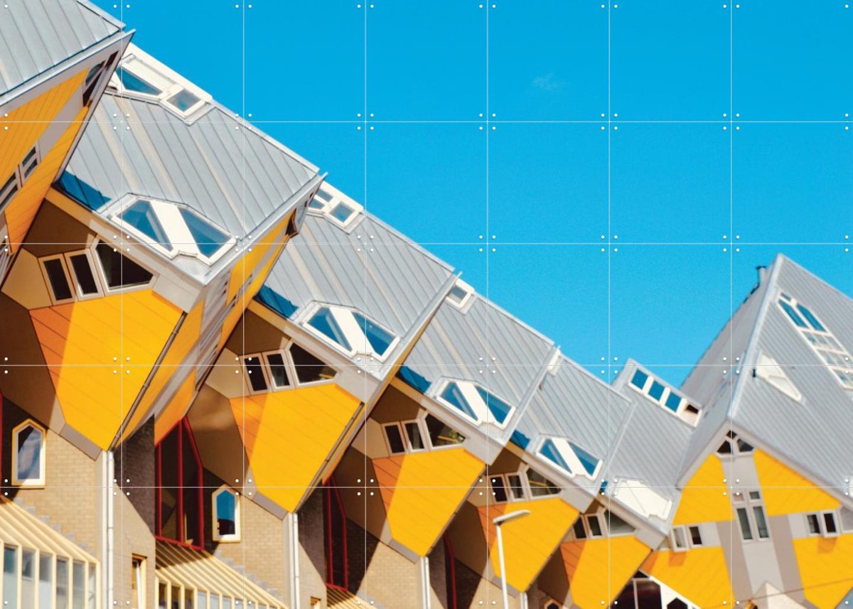 IXXI Cube Houses, Edwin Fotografeert & Kunst in Kaart - 140 x 100 cm - Gratis ophangtool - Grote wanddecoratie en posters - Fotografie, Geometrische