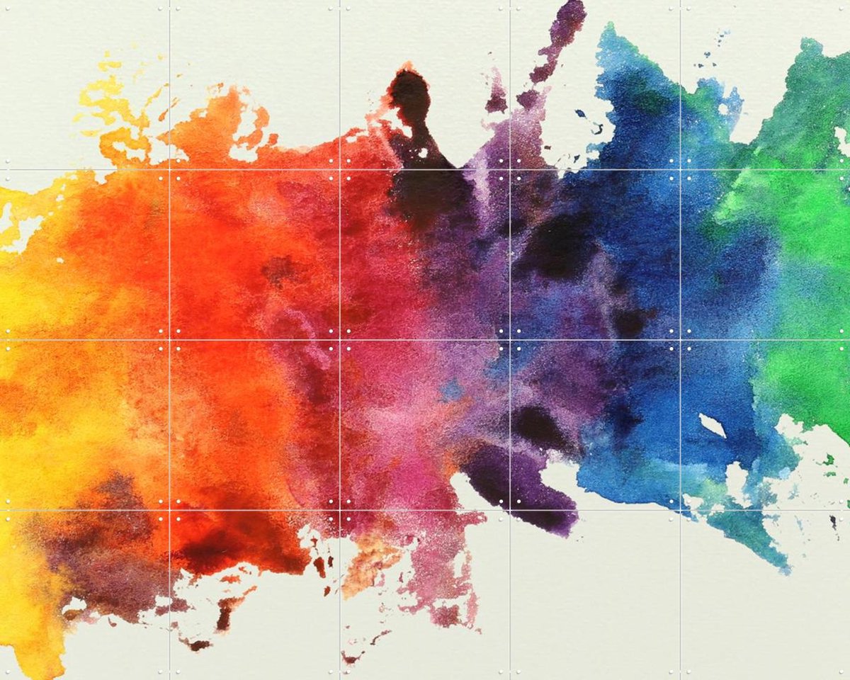 IXXI Paint splatters, Natalie Bruns - 100 x 80 cm - Gratis ophangtool - Grote wanddecoratie en posters - Abstract, Aquarel, Illustraties, Kleurrijk