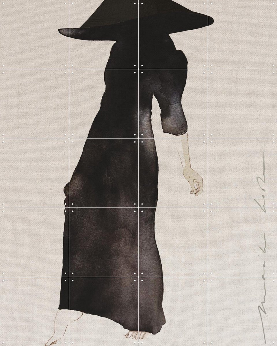IXXI Black Dress, Maaike Koster & My Deer Art Shop - 80 x 100 cm - Gratis ophangtool - Grote wanddecoratie en posters - Illustraties, Minimalisme