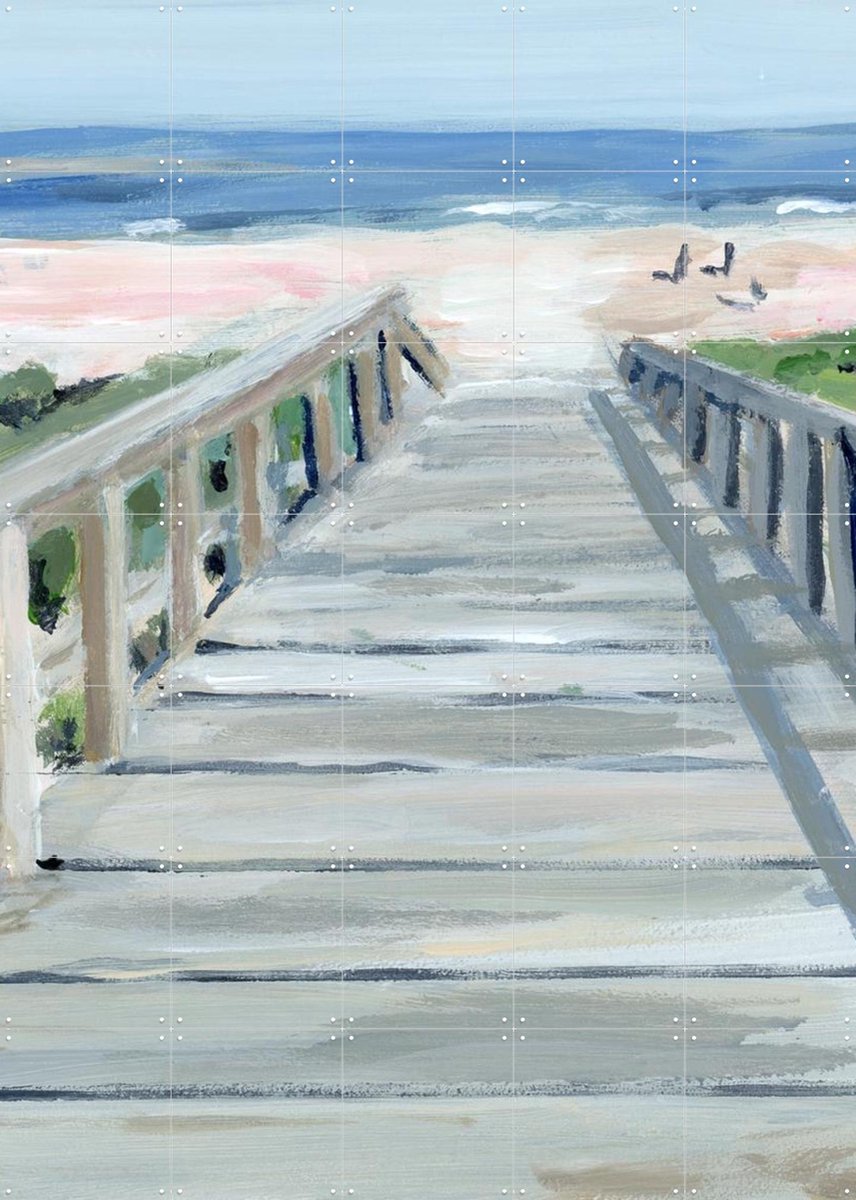 IXXI Beachboardwalk, Green Barn Studio - 100 x 140 cm - Gratis ophangtool - Grote wanddecoratie en posters - Aquarel, Impressionisme, Woonkamer