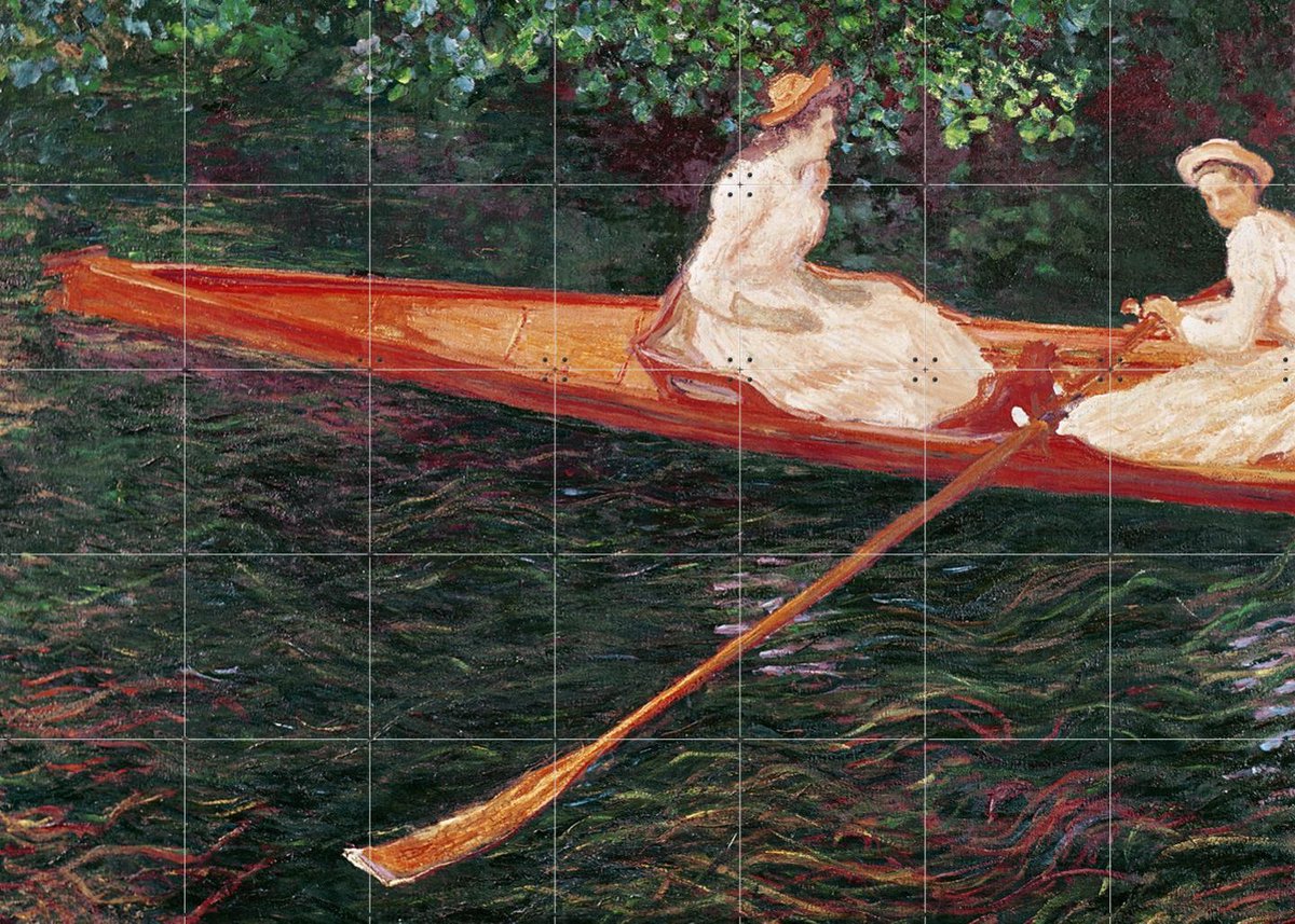 IXXI Boating on River Epte, Claude Monet & Bridgeman Images - 140 x 100 cm - Gratis ophangtool - Grote wanddecoratie en posters - Impressionisme