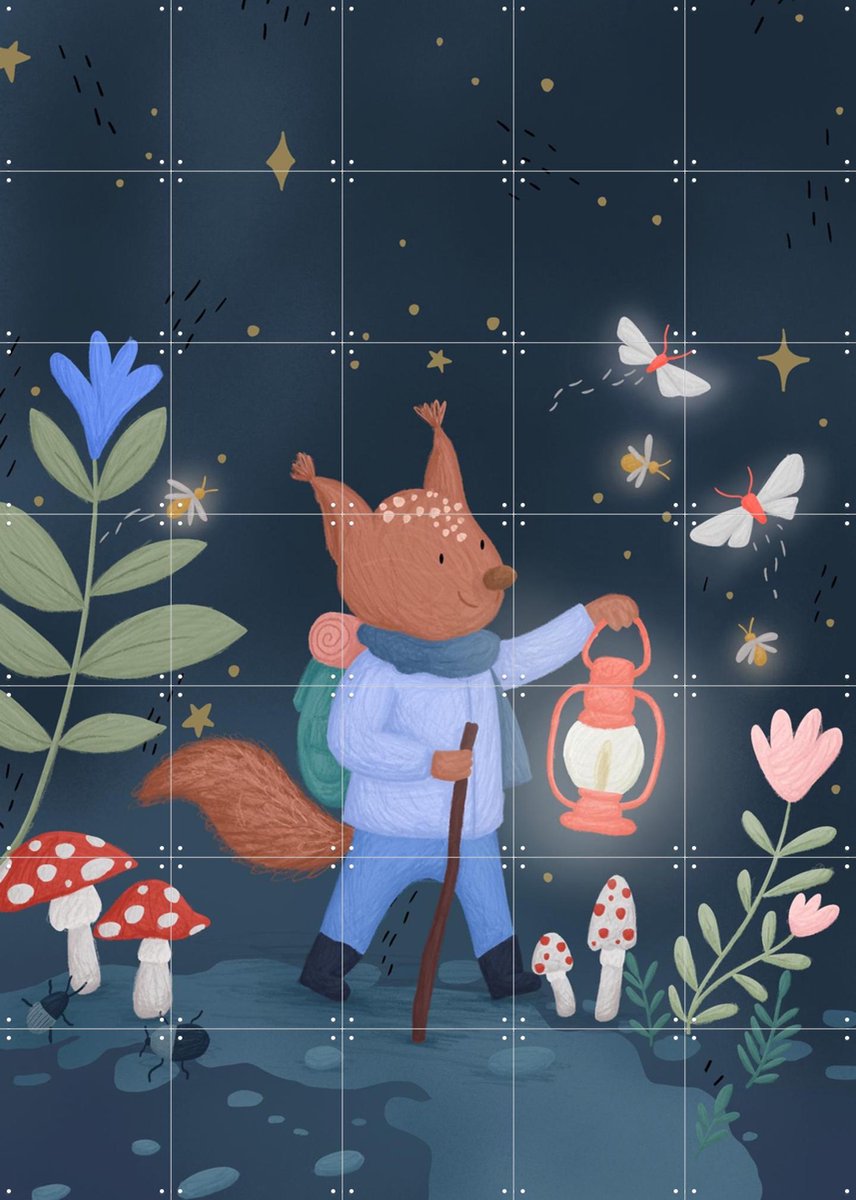 IXXI Adventure Squirrel, Studio Phie - 100 x 140 cm - Gratis ophangtool - Grote wanddecoratie en posters - Fantasierijk, Digitale Kunst, Illustraties