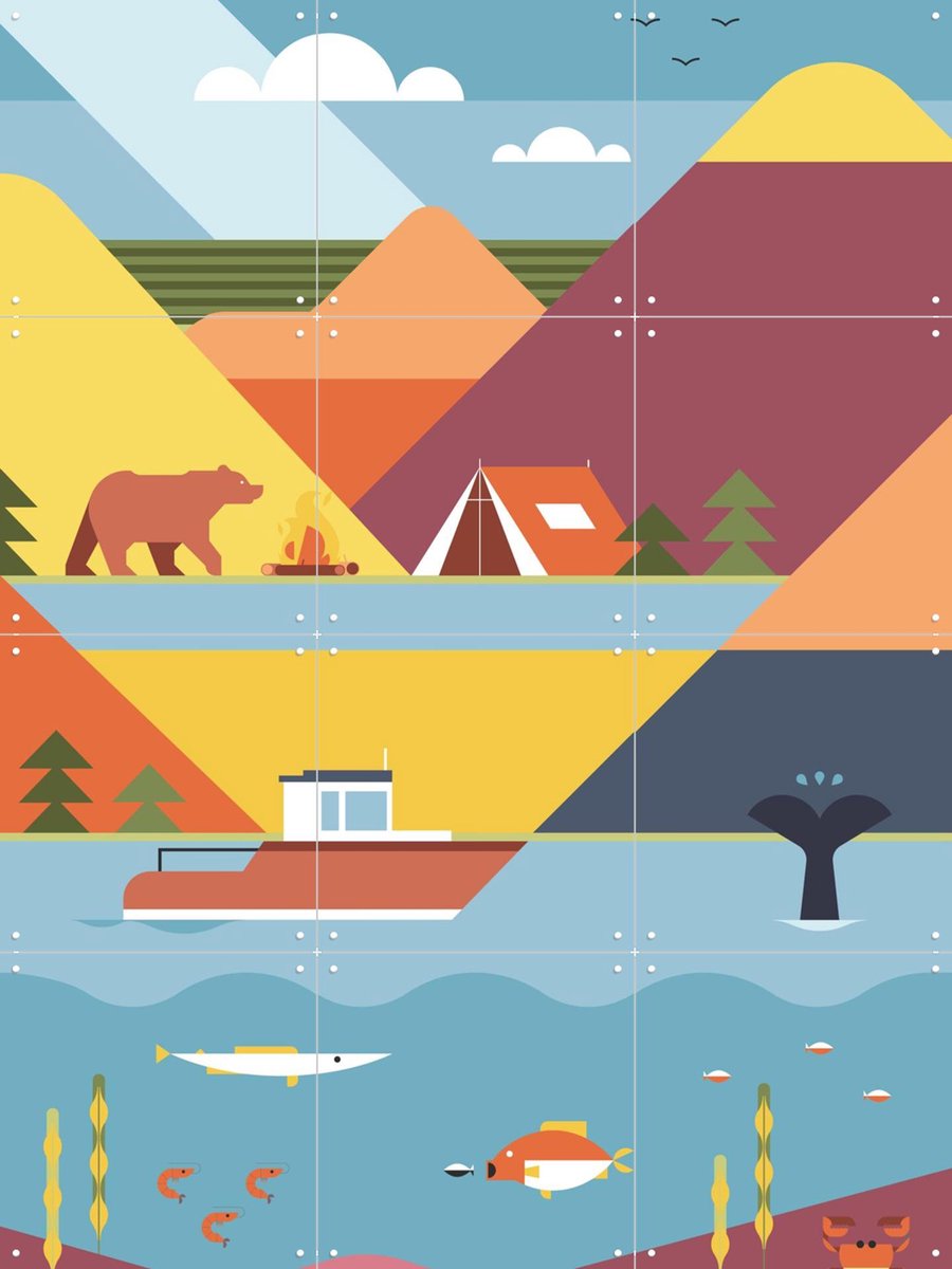 IXXI Mountains, Studio Kars + Boom - 60 x 80 cm - Gratis ophangtool - Grote wanddecoratie en posters - Grafisch Ontwerp, Illustraties, Kleurrijk