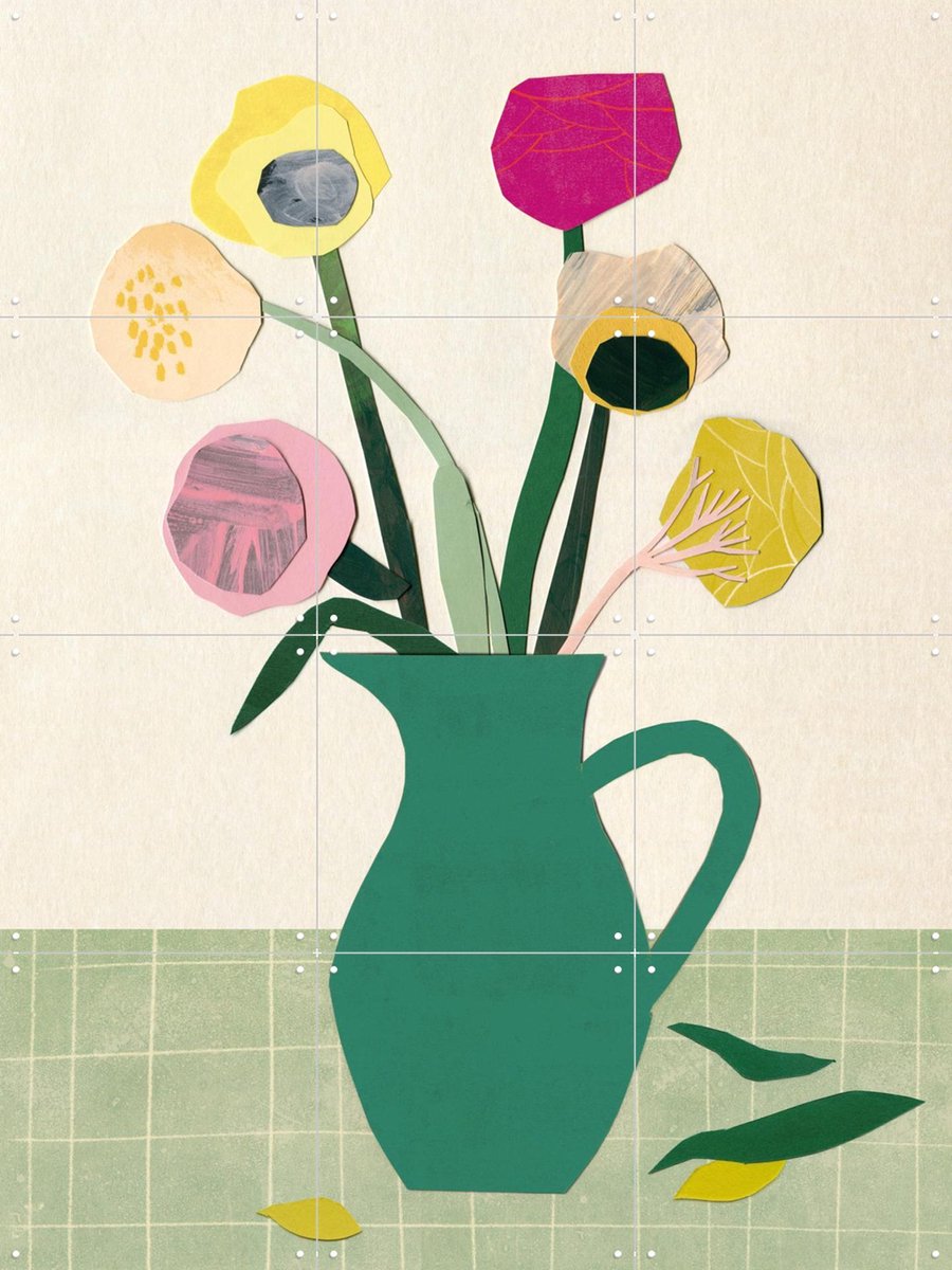 IXXI Flowers 1, Signorinah - 60 x 80 cm - Gratis ophangtool - Grote wanddecoratie en posters - Collage, Kleurrijk, Illustraties, Speels, Woonkamer