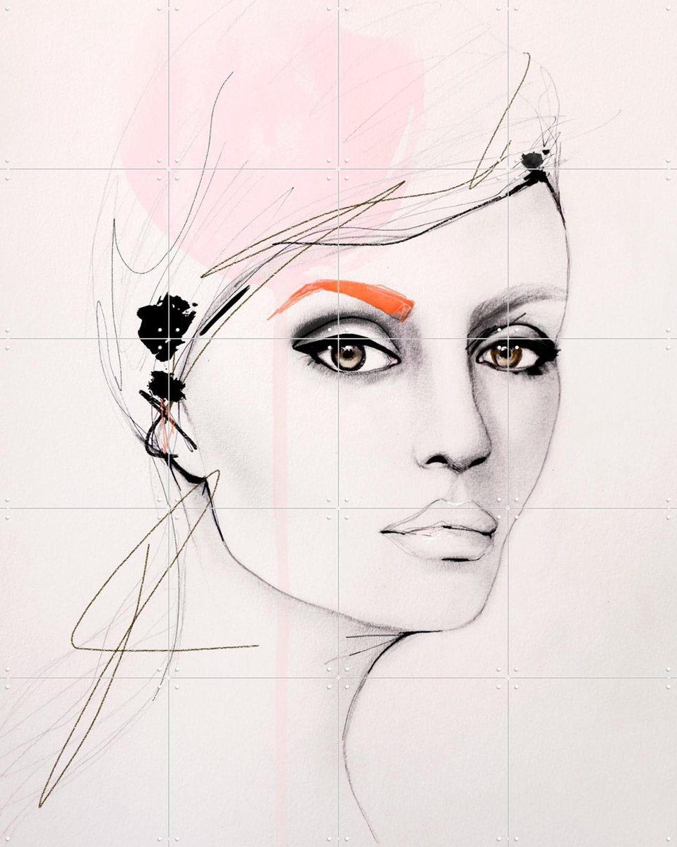 IXXI At the Time, Leigh Viner - 80 x 100 cm - Gratis ophangtool - Grote wanddecoratie en posters - Line art, Illustraties, Woonkamer, Slaapkamer