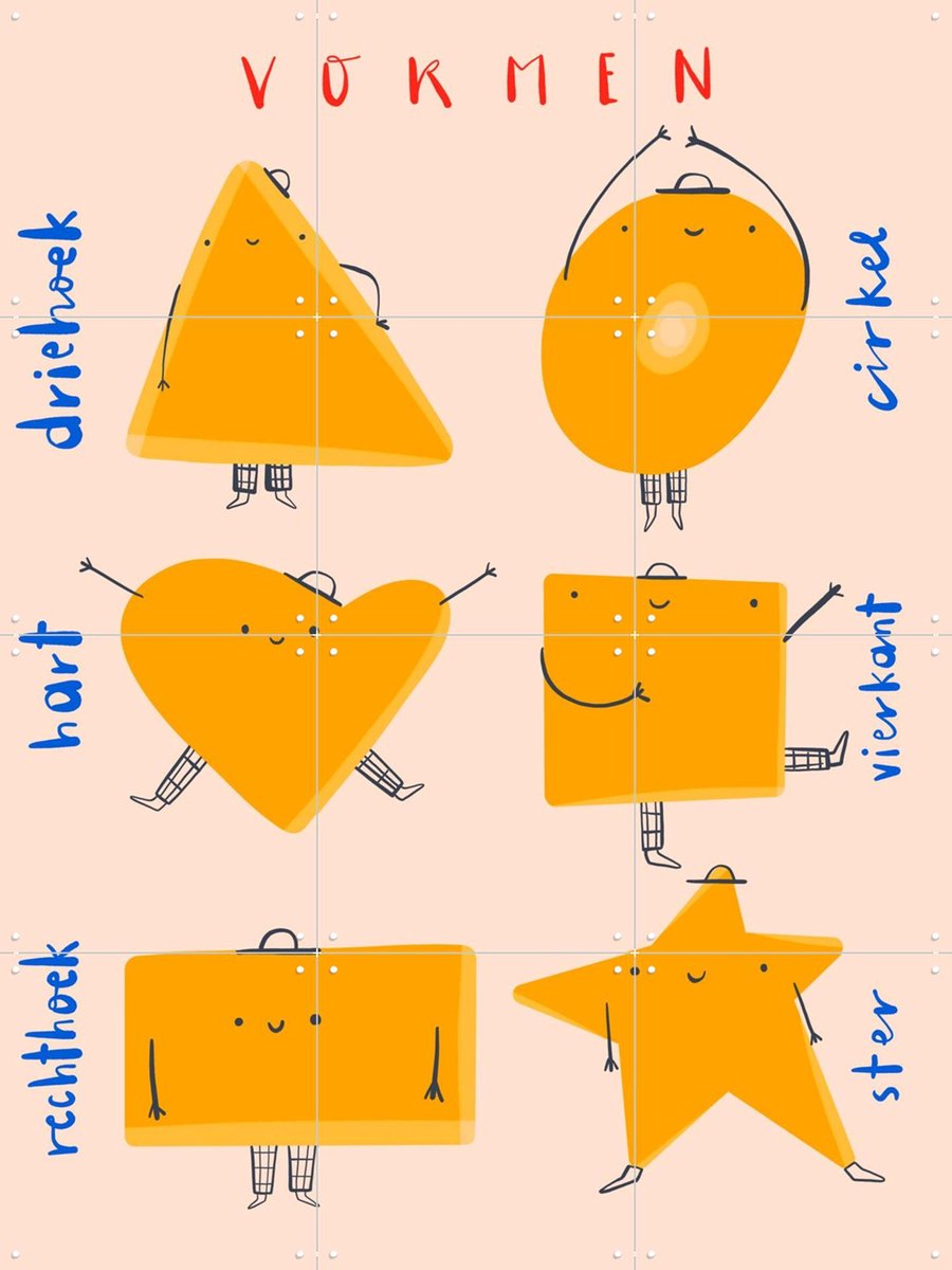 IXXI Vormen, Gozde - 60 x 80 cm - Gratis ophangtool - Grote wanddecoratie en posters Studeerkamer, Kinderkamer, Educatief