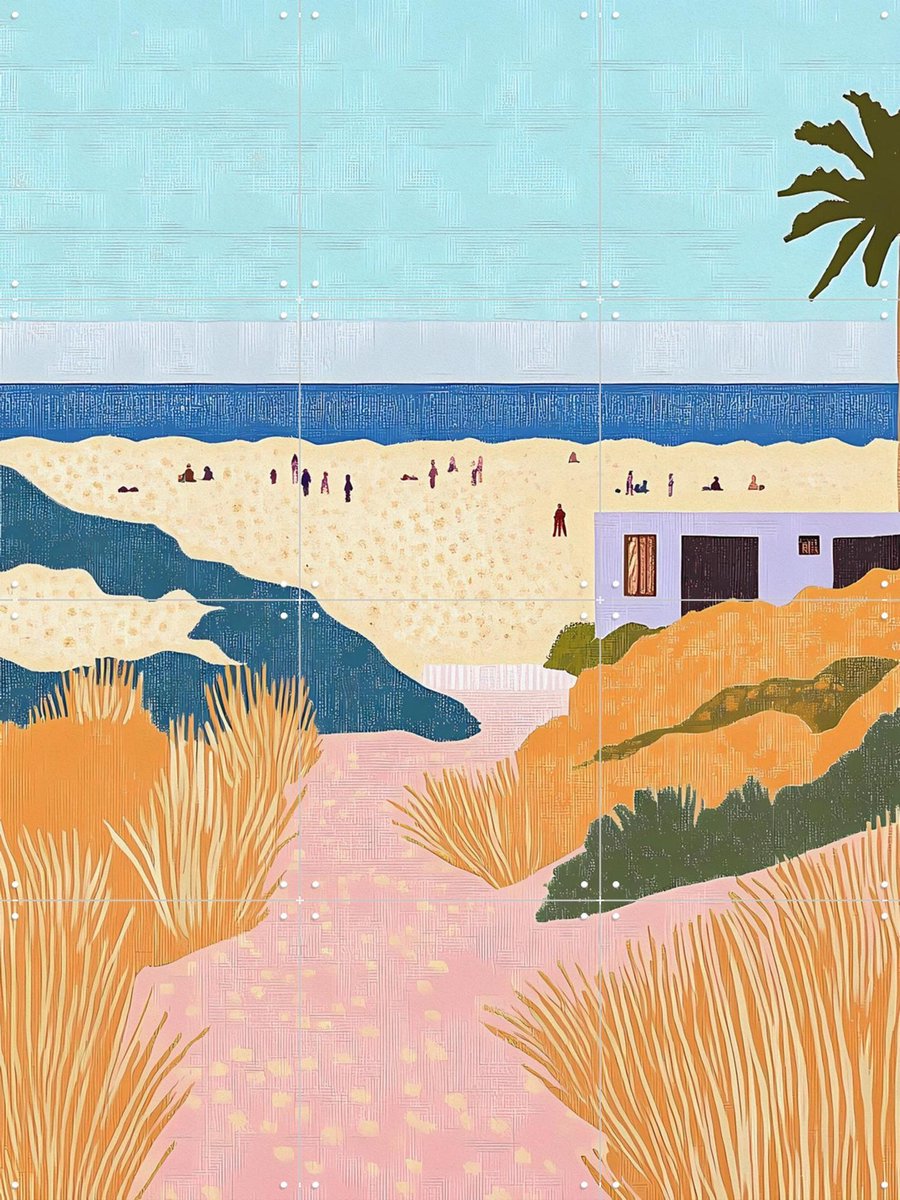 IXXI Stranddag, Artclaud - 60 x 80 cm - Gratis ophangtool - Grote wanddecoratie en posters - Speels, Illustraties, Digitale Kunst, Kleurrijk