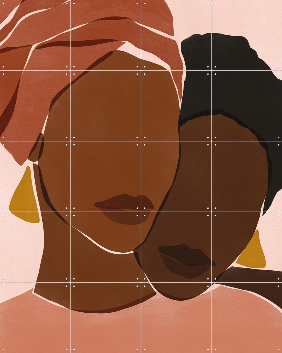 IXXI Coussi Cousine, Sacrée Frangine - 80 x 100 cm - Gratis ophangtool - Grote wanddecoratie en posters - Illustraties, Abstract, Minimalisme
