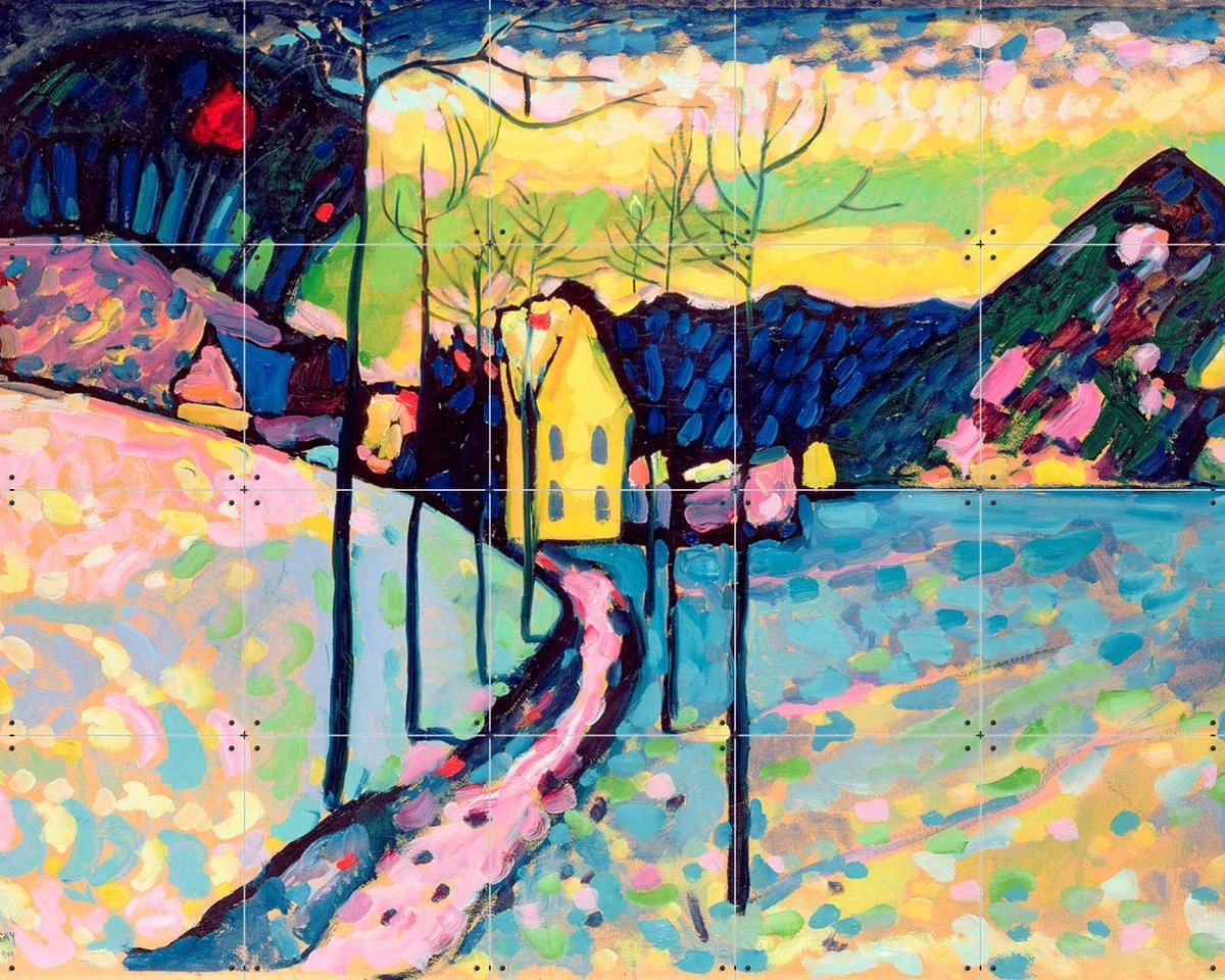 IXXI Winter Landscape, Kandinsky - 100 x 80 cm - Gratis ophangtool - Grote wanddecoratie en posters - Postimpressionisme, Kleurrijk, Klassiek