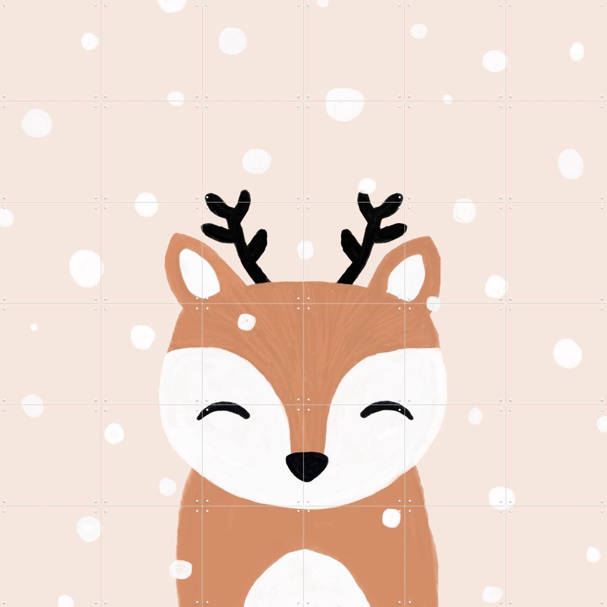 IXXI Snow & Deer, Orara Studio & Various - 120 x 120 cm - Gratis ophangtool - Grote wanddecoratie en posters - Digitale Kunst, Fantasierijk