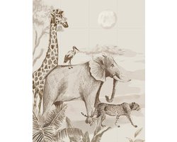 IXXI Vintage Jungle Parade, Irene Jelier - 80 x 100 cm - Grote wanddecoratie en posters - Illustraties, Vintage, Kinderkamer, Woonkamer, Wilde dieren