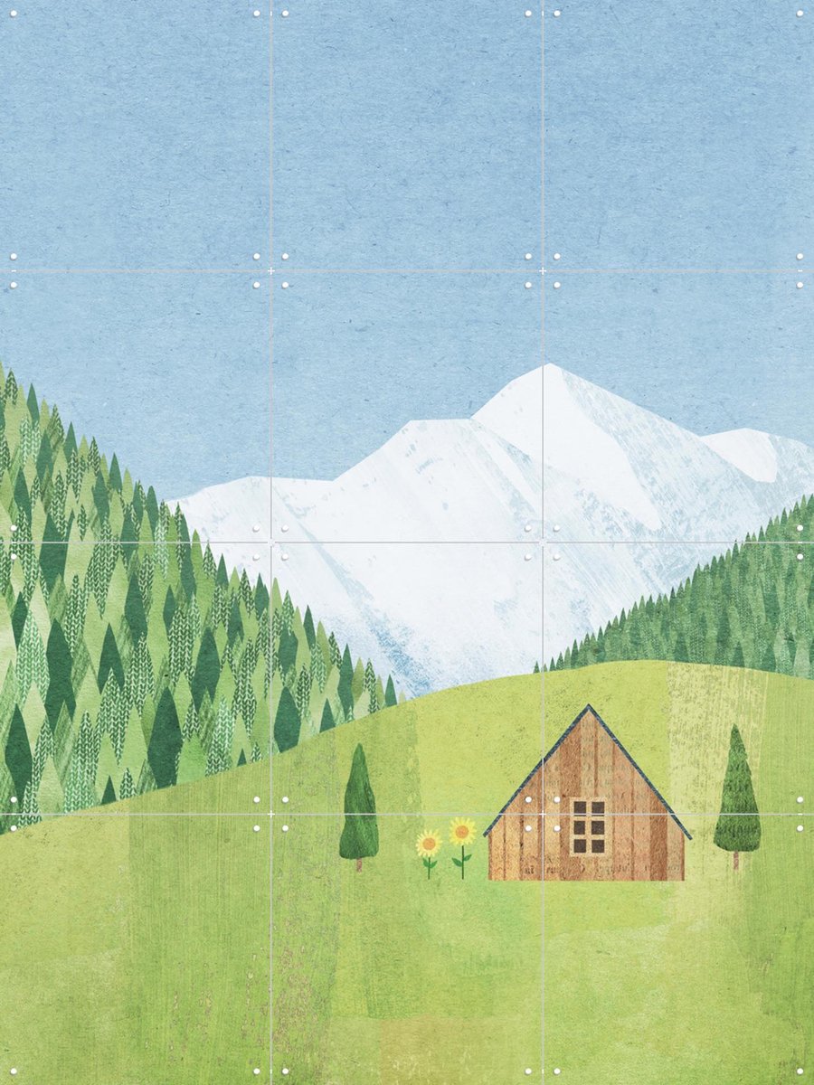 IXXI The Meadow, Henry Rivers - 60 x 80 cm - Gratis ophangtool - Grote wanddecoratie en posters - Speels, Kleurrijk, Illustraties, Minimalisme