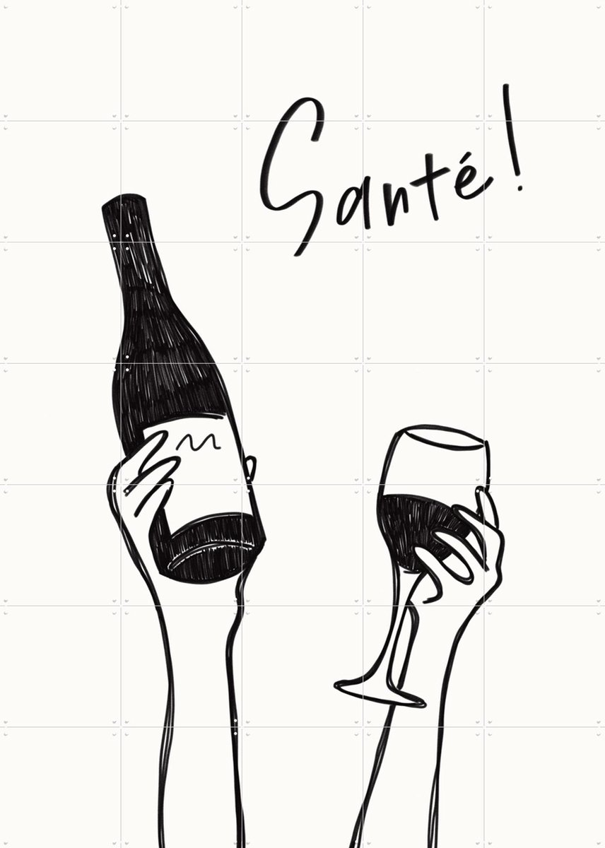 IXXI Hands holding a wine bottle and a wine glass with the text Cheers! in French, Rio Soley & Various - 100 x 140 cm - Gratis ophangtool - Grote