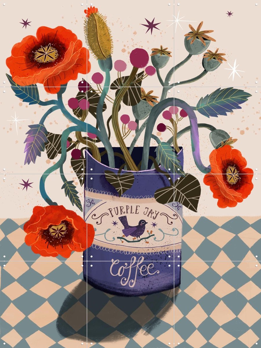 IXXI Poppy Vase, Lena Addink - 60 x 80 cm - Gratis ophangtool - Grote wanddecoratie en posters - Digitale Kunst, Gemengde Technieken, Grafisch