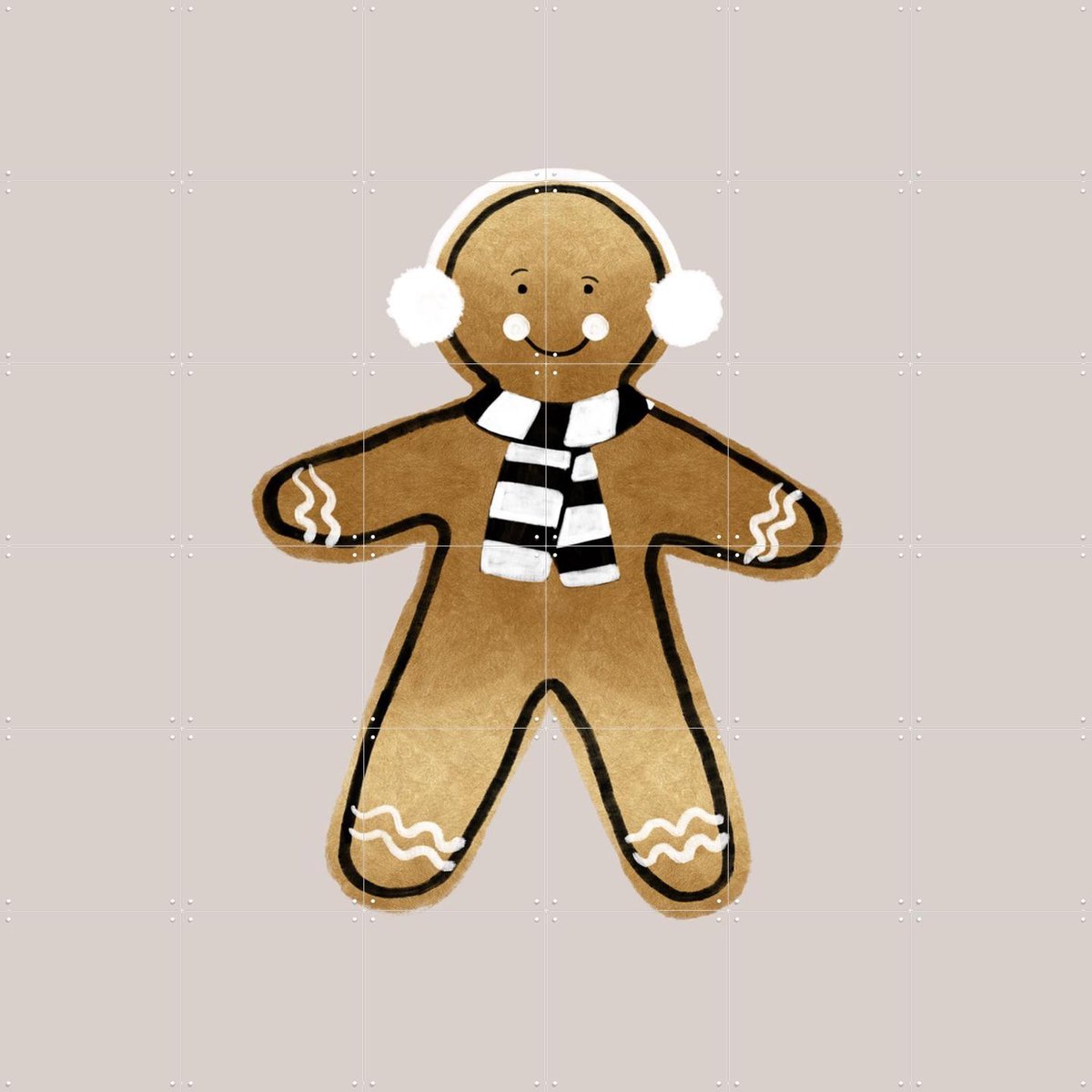 IXXI Xmas Gingerbread Man, Orara Studio & Various - 120 x 120 cm - Gratis ophangtool - Grote wanddecoratie en posters - Illustraties, Cartoonesk